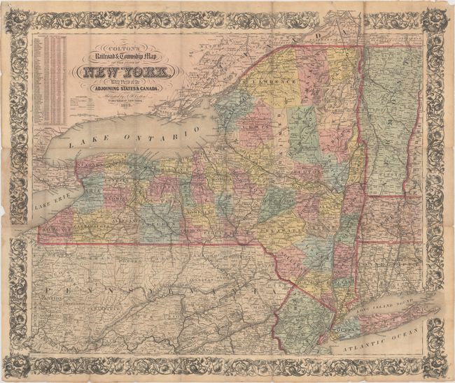 Colton's Railroad & Township Map of the State of New York, with Parts of the Adjoining States & Canada