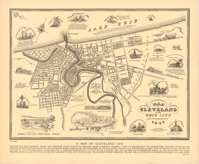 Map of Cleveland and Ohio City Both Incorporated in 1836