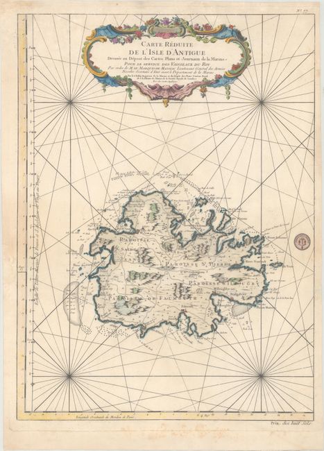 Carte Reduite de l'Isle d'Antigue Dressee au Depost des Cartes Plans et Journaux de la Marine...