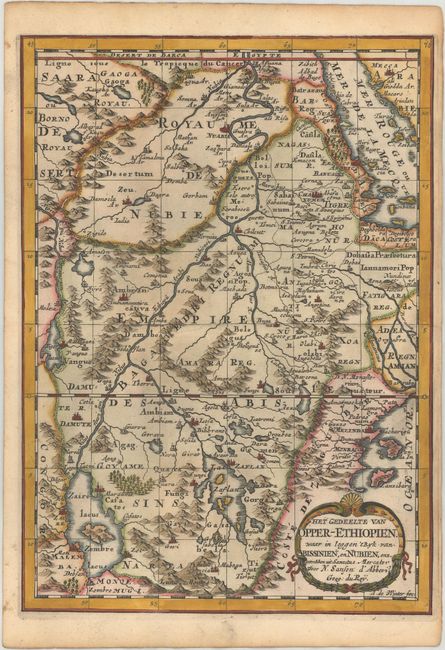 Het Gedeelte van Opper-Ethiopien. Waar in Leggen 't Ryk van Abissinien, en Nubien, enz. Getrokken uit Sanutus Mercator