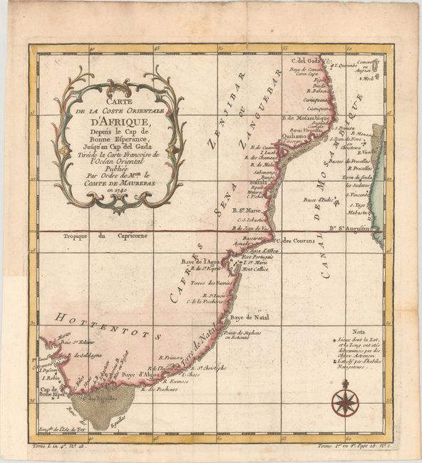 Carte de la Coste Orientale d'Afrique, Depuis le Cap de Bonne Esperance, Jusqu'au Cap del Gada...
