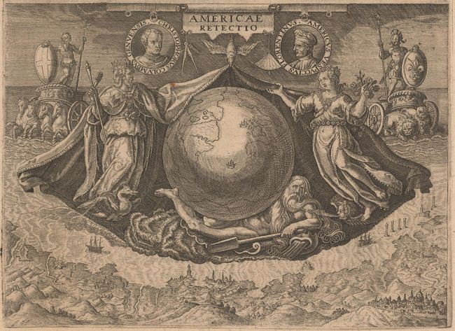 Americae Retectio [in set with] [Amerigo Vespucci] [and] Columbus Primus Inventor Indiae Occidentalis [and] Inventio Maris Magallanici