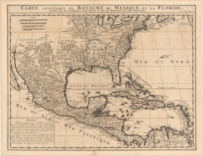 Carte Contenant le Royaume du Mexique et la Floride, Dressez sur les Meilleures Observations & sur les Memoires les Plus Nouveaux