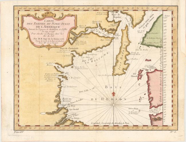 Carte des Parties du Nord-Ouest de l'Amerique Suivant les Voyages de Middleton et d Ellis en 1742 et 1746...