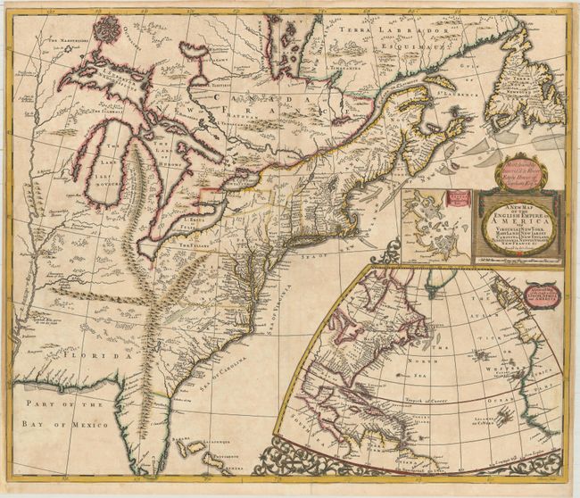 A New Map of the English Empire in America viz Virginia New York Maryland New Iarsey Carolina New England Pennsylvania Newfoundland New France &c