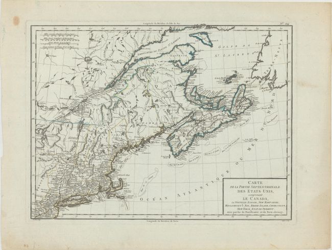 Carte de la Partie Septentrionale des Etats Unis, Comprenant le Canada, la Nouvelle Ecosse, New Hampshire, Massachuset's Bay, Rhode-Island, Connecticut, New-Yorck, Etat de Vermont...
