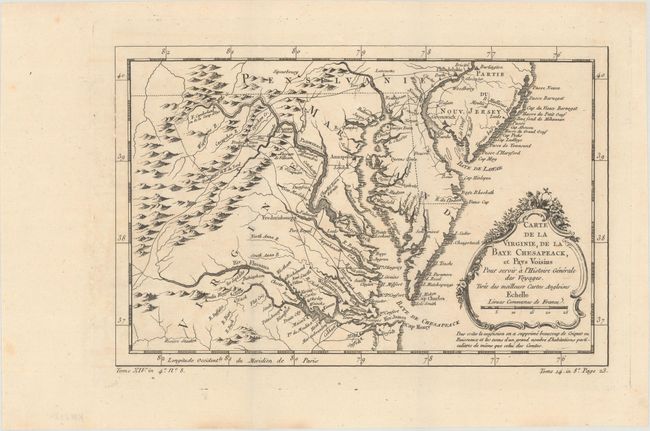 Carte de la Virginie, de la Baye Chesapeack, et Pays Voisins pour Servir a l'Histoire Generale des Voyages...