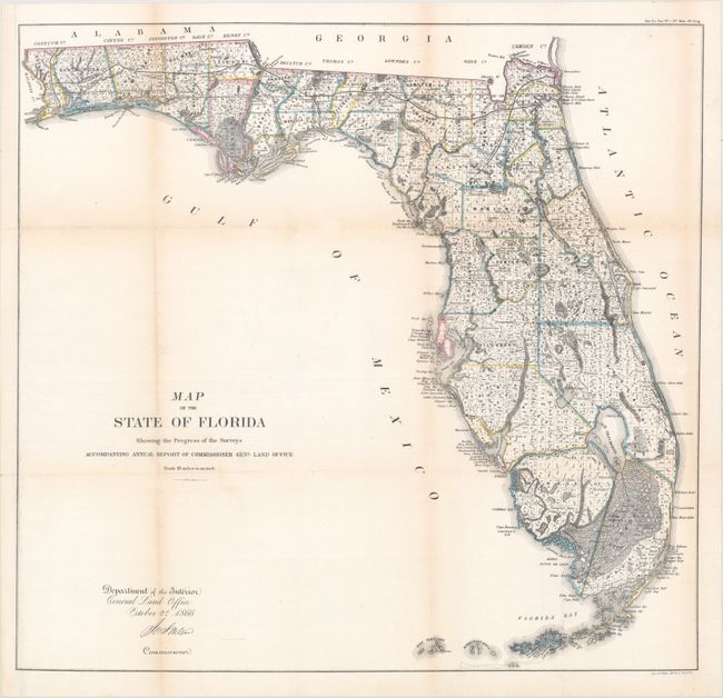 Map of the State of Florida Showing the Progress of the Surveys Accompanying Annual Report of Commissioner Genl. Land Office