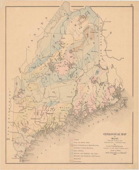 Geological Map of Maine. Colored to Show the Geological Formations