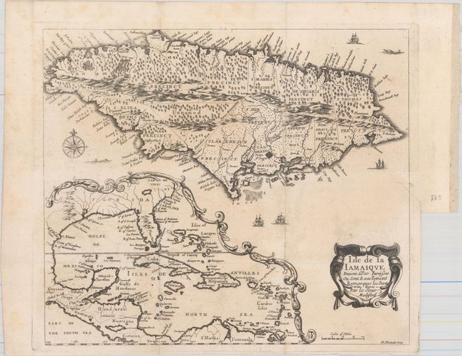 Isle de la Iamaique Divisee par Paroisses ou sont Exactement Remarques les Ports et les Bayes