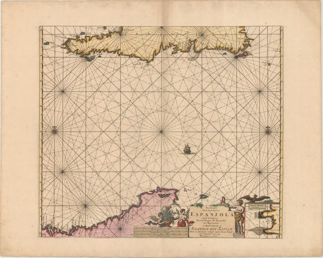 Pas-kaart van de Zuyd-Kust van Espanjola met de Zee Kust van Nuevo Reyne de Granada