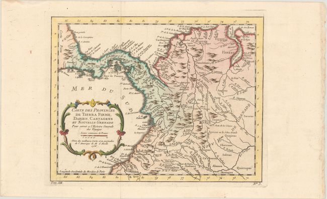 Carte des Provinces de Tierra Firme, Darien, Cartagene et Nouvelle Grenade pour Servir a l'Histoire Generale des Voyages