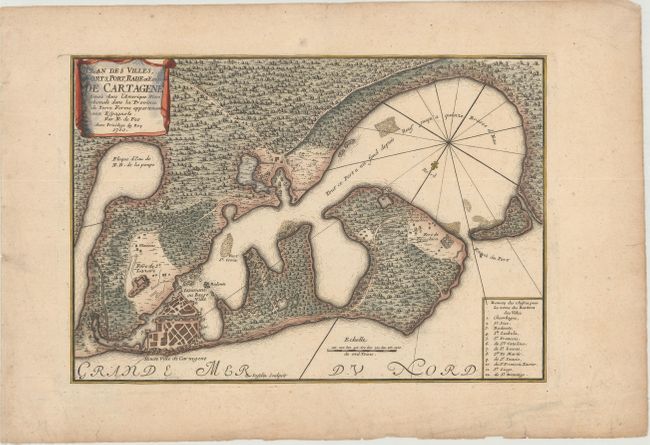 Plan des Villes, Forts, Port, Rade et Environ de Cartagene Situee dans l'Amerique Meridionale dans la Province de Terre Ferme Appartenant aux Espagnols