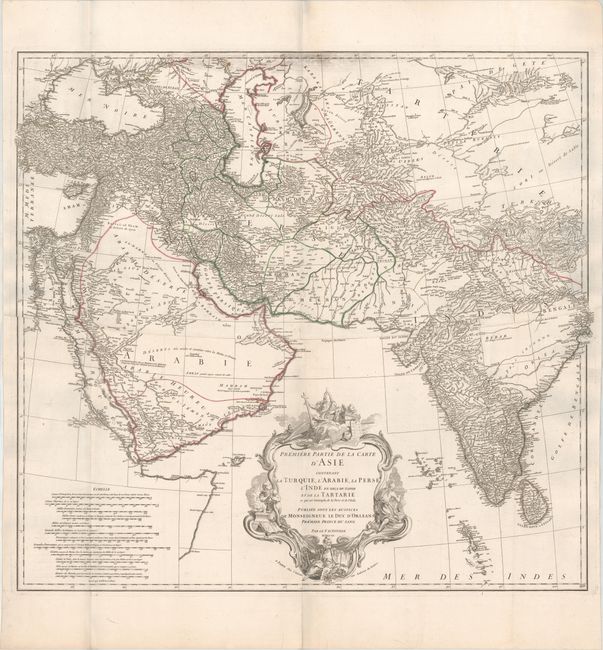 Premiere Partie de la Carte d'Asie Contenant la Turquie, l'Arabie, la Perse, l'Inde en deca du Gange et de la Tartarie...