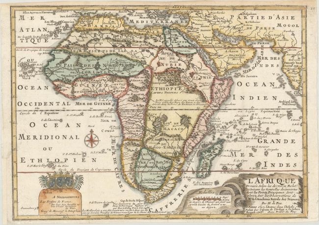 L'Afrique Dressee Selon les Dernieres Relat. et Suivant les Nouvelles Decouvertes dont les Points Principaux sont Placez sur les Observations de Mrs. de l'Academie Royale des Sciences