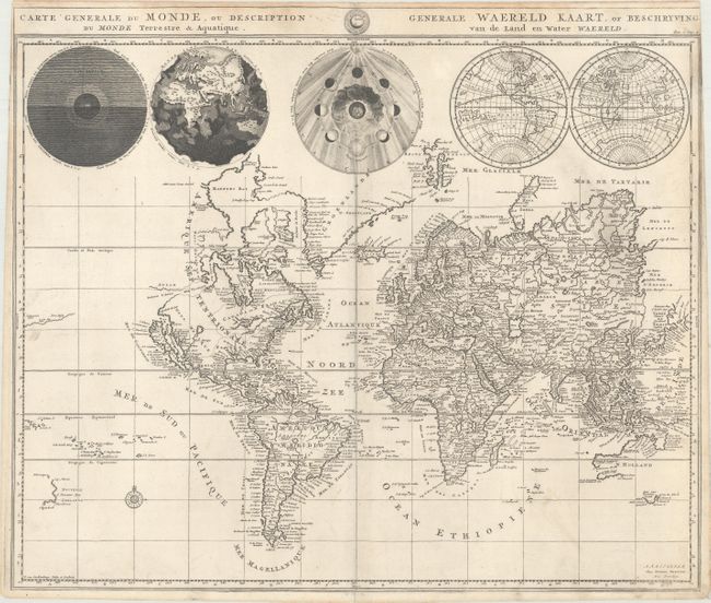 Carte Generale du Monde, ou Description du Monde Terrestre & Aquatique / Generale Waereld Kaart, of Beschryving van de Land en Water Waereld