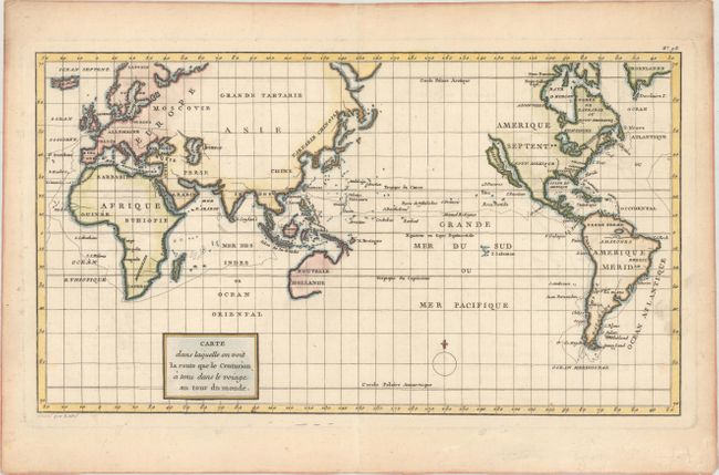 Carte dans Laquelle on voit la Route que le Centurion a Tenu dans le Voiage au Tour du Monde