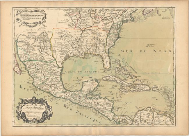 Carte du Mexique et de la Floride des Terres Angloises et des Isles Antilles du Cours et des Environs de la Riviere de Mississipi...