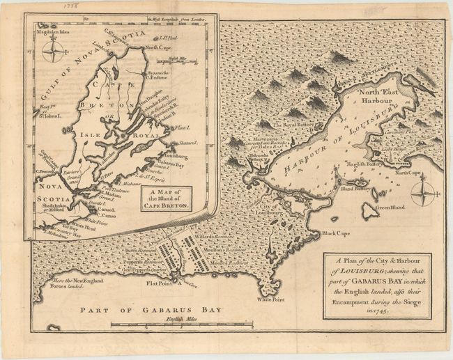 A Plan of the City & Harbour of Louisburg; Shewing That Part of Gabarus Bay in Which the English Landed, Also Their Encampment During the Siege in 1745