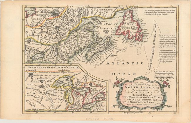 Part of North America; Containing Canada, the North Parts of New England and New York; with Nova Scotia and Newfound Land...