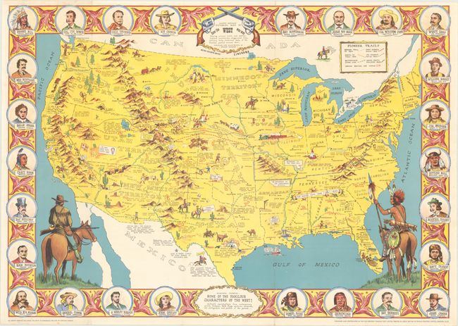 Danny Arnold's Pictorial Map of How the West Was Won Showing Pioneer Trails and Battles, Indian's Territories, Stagecoach Lines...