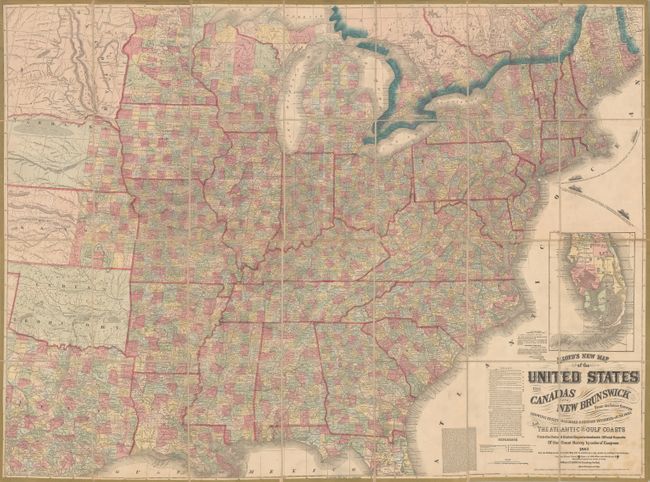 Lloyd's New Map of the United States the Canadas and New Brunswick from the Latest Surveys Showing Every Railroad & Station Finished to June 1862 and the Atlantic and Gulf Coasts...