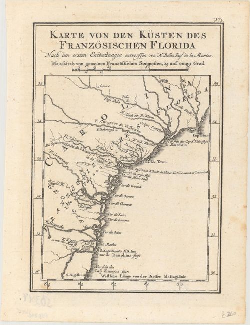 Karte von den Kusten des Franzosischen Florida nach den Ersten Entdeckungen Entworffen