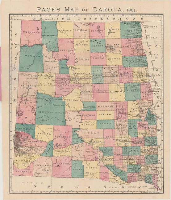 Page's Map of Dakota, 1881