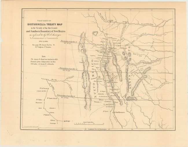 That Part of Disturnell's Treaty Map in the Vicinity of the Rio Grande and Southern Boundary of New Mexico...