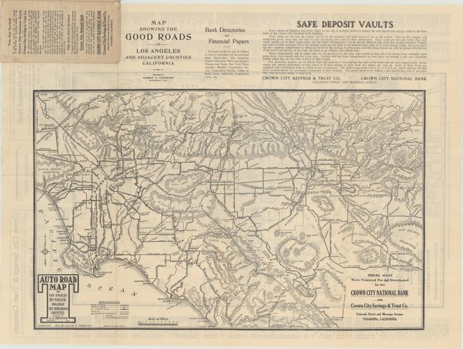Auto Road Map of Los Angeles Riverside Orange San Bernardino [on recto] Map of Pasadena