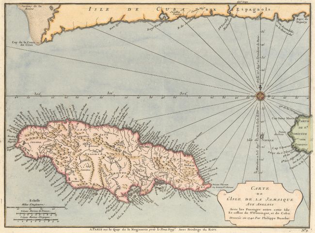 Carte de l'Isle de la Jamaique aux Anglois avec les Passages Entre Cette Isle et Celles de St. Domingue, et de Cuba