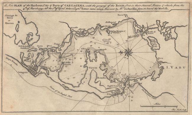 A New Plan of the Harbour, City & Forts of Cartagena; with the Progress of the Britain Fleet in Their Several Stations & Attacks from the 4th of March 1741...