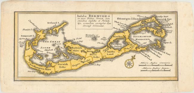 Insulae Bermudes in suas Tribus Divisae, cum Omnibus Castellis et Fortalitijs, Secundum Exemplar Londinense Delineatae