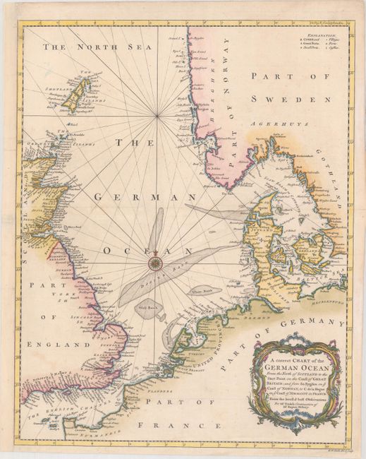 A Correct Chart of the German Ocean from the North of Scotland to the Start Point, on the Coast of Great Britain; and from So. Bygden on ye Coast of Norway...