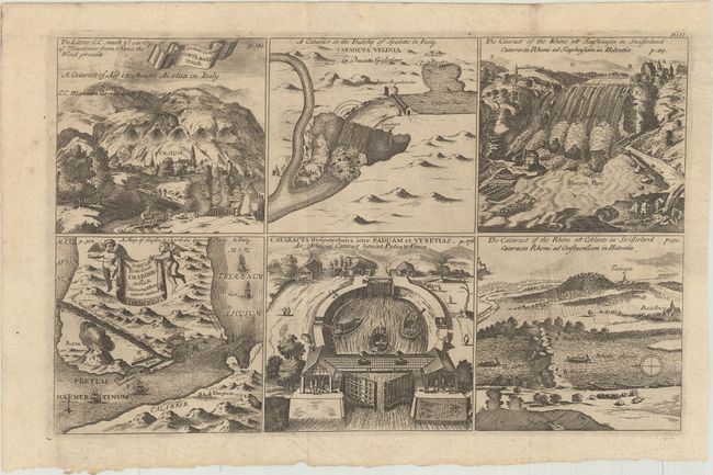 Cataracta Aerea Monte Aeolic Italiae [on sheet with] A Cataract in the Duchy of Spoletto... [and] The Cataract of the Rhine... [and] Tabula Freti Siculi Charibdis... [and] Cataracta Hydrotechnica... [and] The Cataract of the Rhine att Coblents...