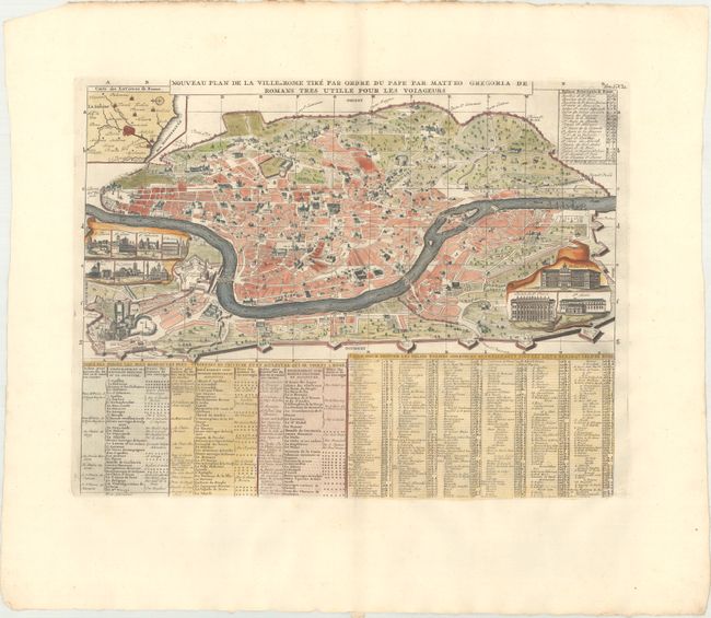 Nouveau Plan de la Ville de Rome Tire par Ordre du Pape par Matteo Gregoria de Romans Tres Utille pour les Voiageurs