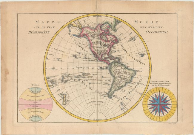Mappe-Monde sur le Plan d'un Meridien. Hemisphere Occidental [in set with] ... Hemisphere Oriental