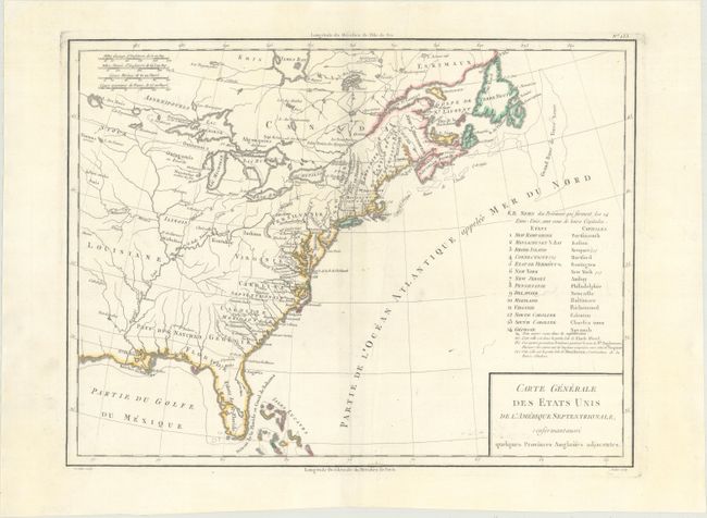 Carte Generale des Etats Unis de l'Amerique Septentrionale, Renfermantaussi Quelques Provinces Angloises Adjacentes