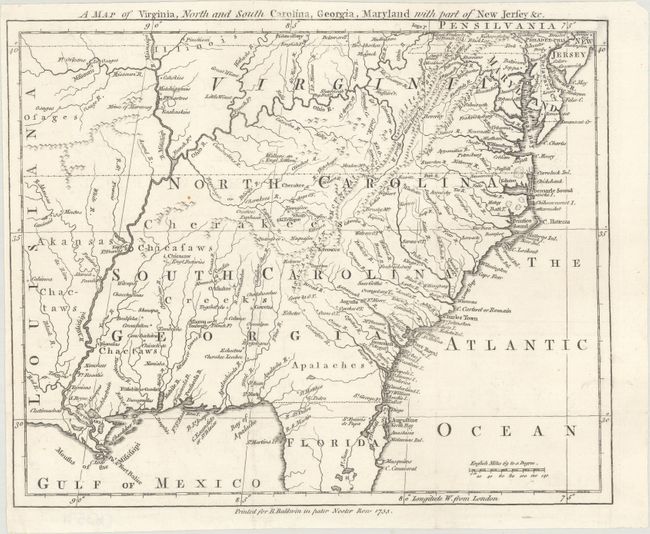 A Map of Virginia, North and South Carolina, Georgia, Maryland with Part of New Jersey &c.
