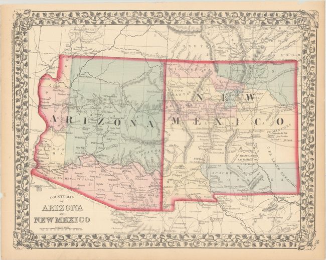 County Map of Arizona and New Mexico