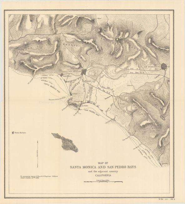 Map of Santa Monica and San Pedro Bays and the Adjacent Country California [together with] Location of Proposed Breakwaters in Santa Monica Bay California [and] Location of Proposed Breakwater in San Pedro Bay California