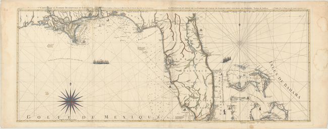 Carte de la Floride Occidentale et Louisiane / La Peninsule et Golfe de la Floride ou Canal de Bahama avec les Isles de Bahama