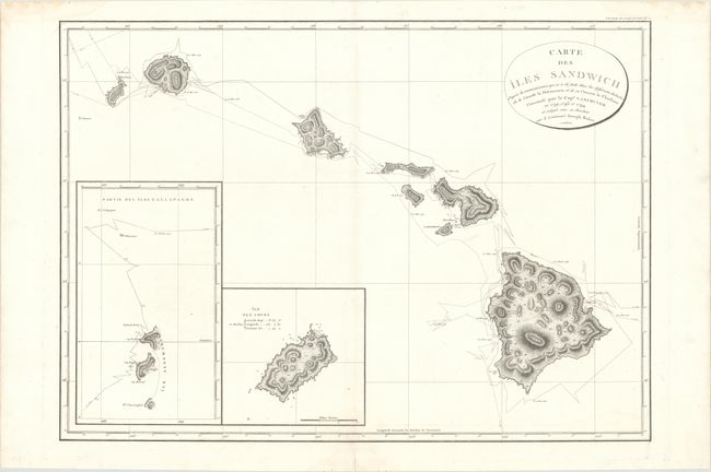 Carte des Iles Sandwich d'Apres la Reconnoissance qui en a ete Faite dans les Differentes Relaches de la Corvelle la Decouverte et de sa Conserve le Chatham...