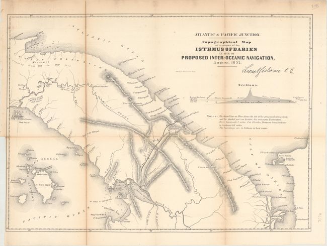 Atlantic & Pacific Junction. Topographical Map of a Portion of the Isthmus of Darien in Site of Proposed Inter-Oceanic Navigation