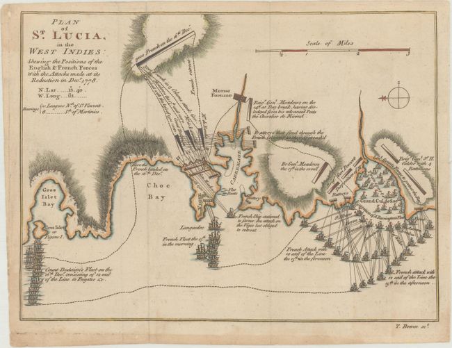 Plan of St. Lucia, in the West Indies: Shewing the Positions of the English & French Forces with the Attacks Made at Its Reduction in Decr. 1778