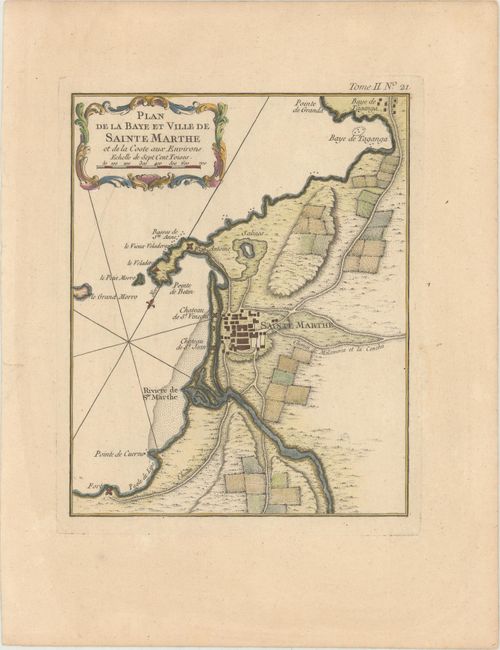 Plan de la Baye et Ville de Sainte Marthe et de la Coste aux Environs