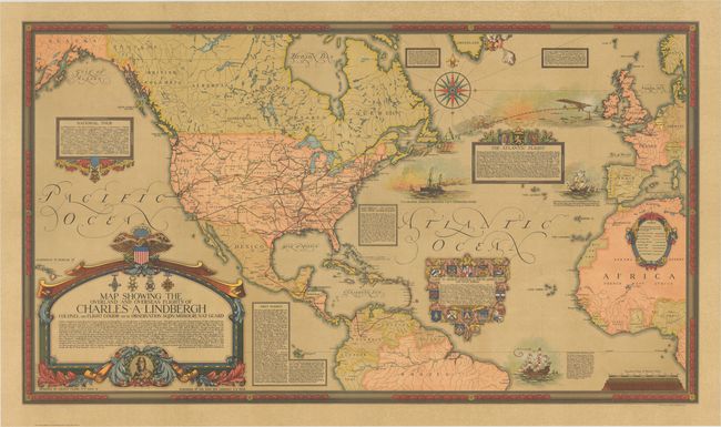 Map Showing the Overland and Overseas Flights of Charles A. Lindbergh Colonel and Flight Comdr. 110th Observation Sqdn: Missouri Nat. Guard