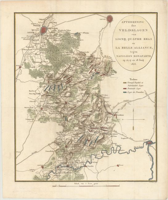 Afteekening der Veldslagen van Lignij, Quatre Bras en la Belle Alliance, Tegen Napoleon Bonaparte, op 16, 17 en 18 Junij 1815