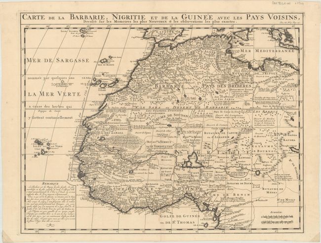 Carte de la Barbarie, Nigritie et de la Guinee avec les Pays Voisins, Dressee sur les Memoires les Plus Nouveaux & les Observations les Plus Exactes