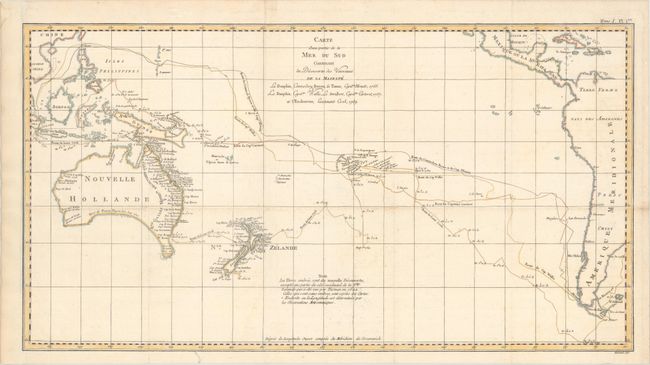 Carte d'une Partie de la Mer du Sud Contenant les Decouvertes de Vaisseaux de sa Majeste le Dauphin, Commodore Byron, la Tamar, Capitne. Mouats, 1765, le Dauphin, Capitne. Wallis, le Swallow, Capitne. Carteret, 1767, et l'Endeavour, Lieutenant Cook 1769